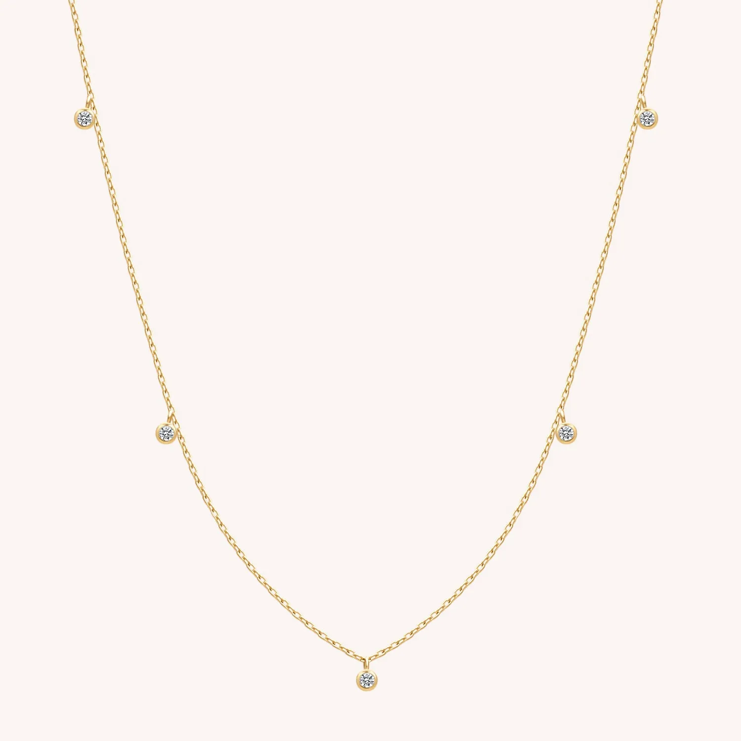 14K Solid Gold Sparkle Diamond Necklace