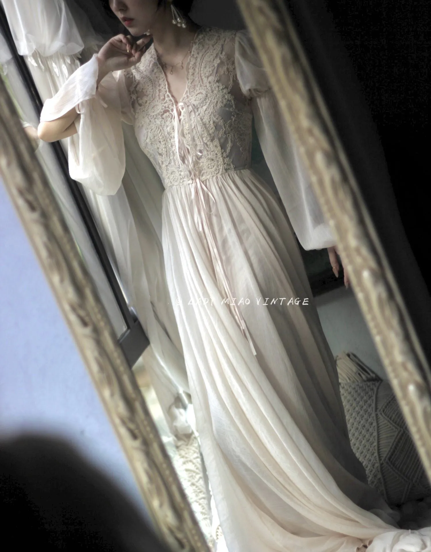 1930s Lace Princess bridal morning Cardi Gown