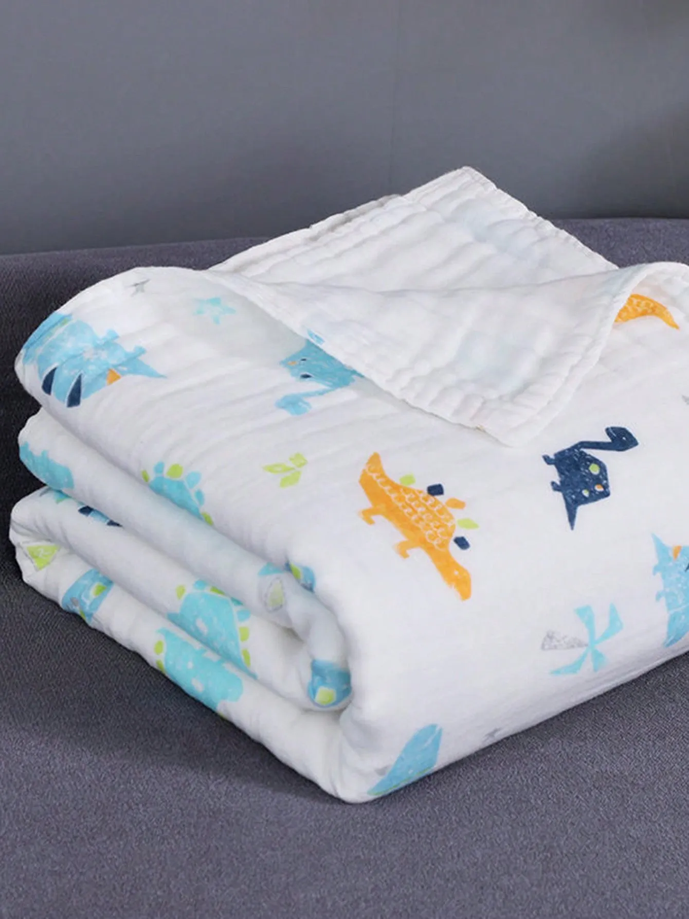 1pc 4-layer Small Size Cartoon Baby Bath Towel And Blanket Set (0-1 Year Old), Highly Absorbent, Soft, Skin-friendly, Suitable For Four Seasons, Can Be Used As Sleep Cover And Outdoor Blanket