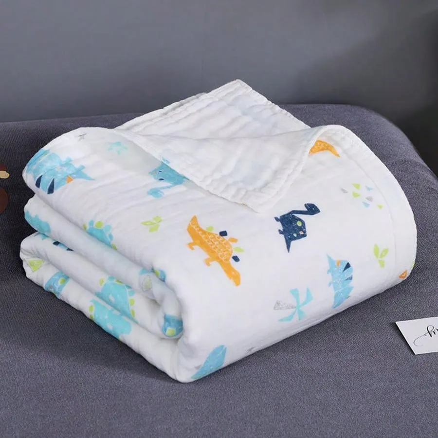 1pc 4-layer Small Size Cartoon Baby Bath Towel And Blanket Set (0-1 Year Old), Highly Absorbent, Soft, Skin-friendly, Suitable For Four Seasons, Can Be Used As Sleep Cover And Outdoor Blanket