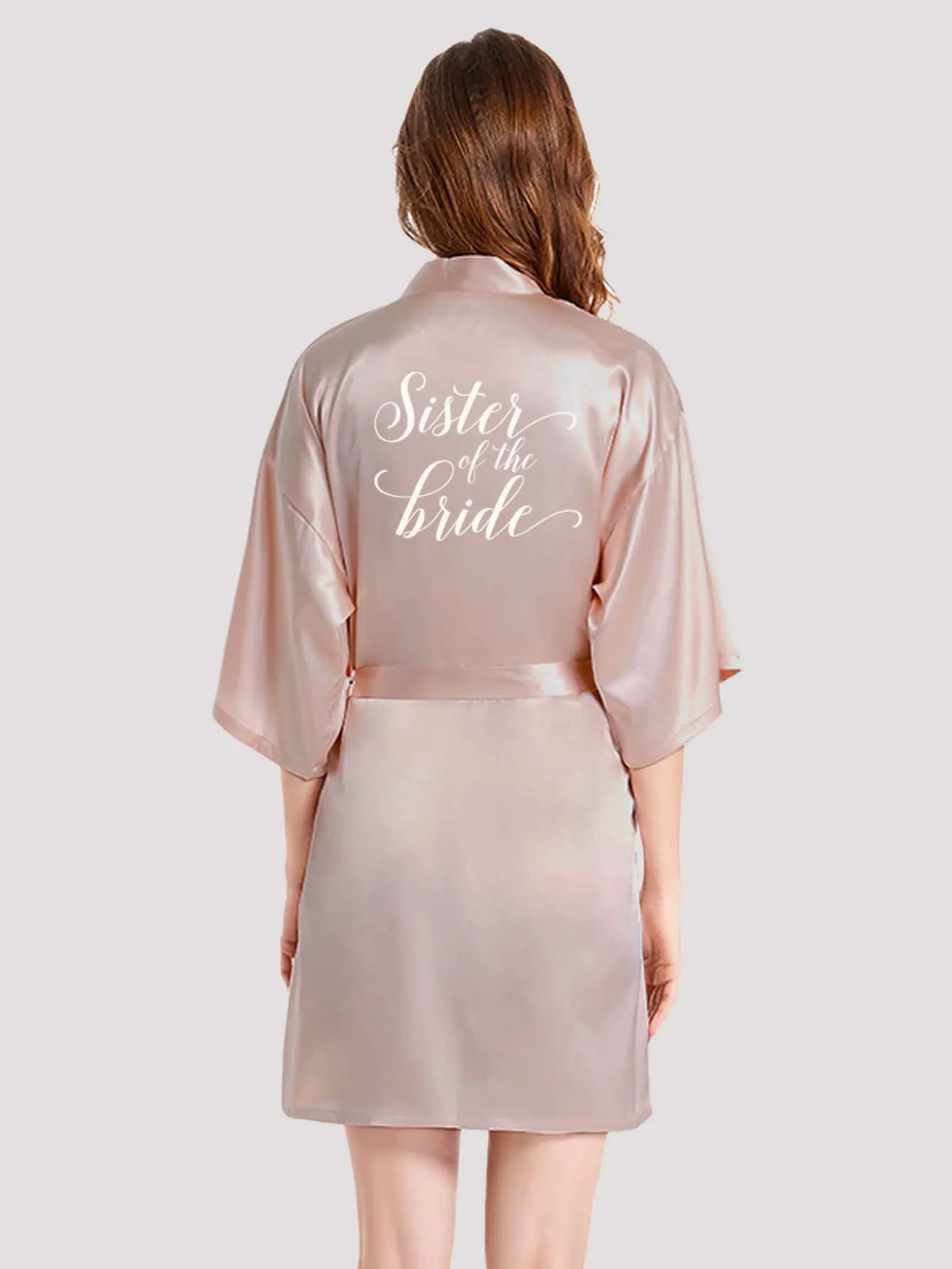 1pc Sister Of The Bride Hot Stamping Imitated Silk Short Robe