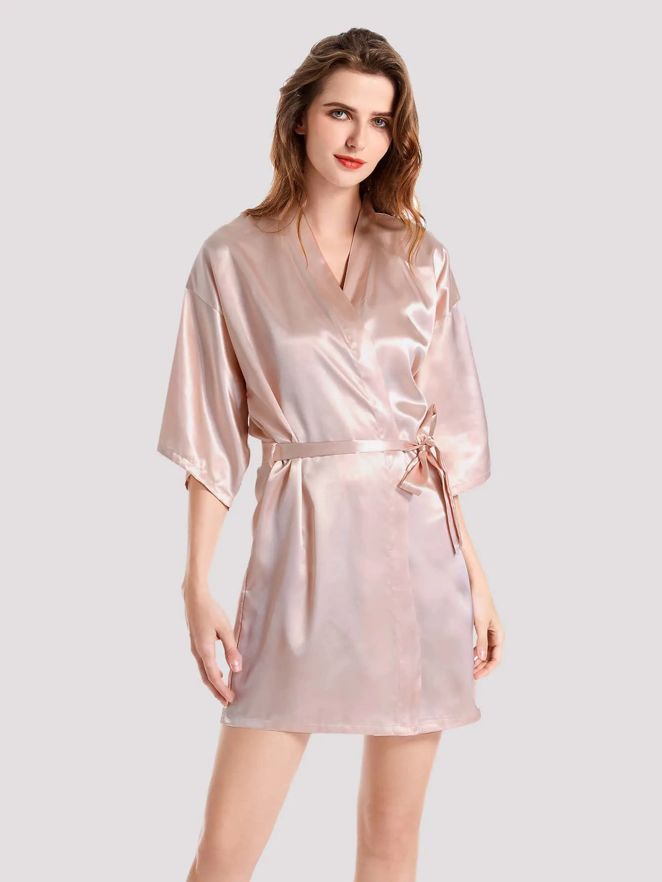 1pc Sister Of The Bride Hot Stamping Imitated Silk Short Robe