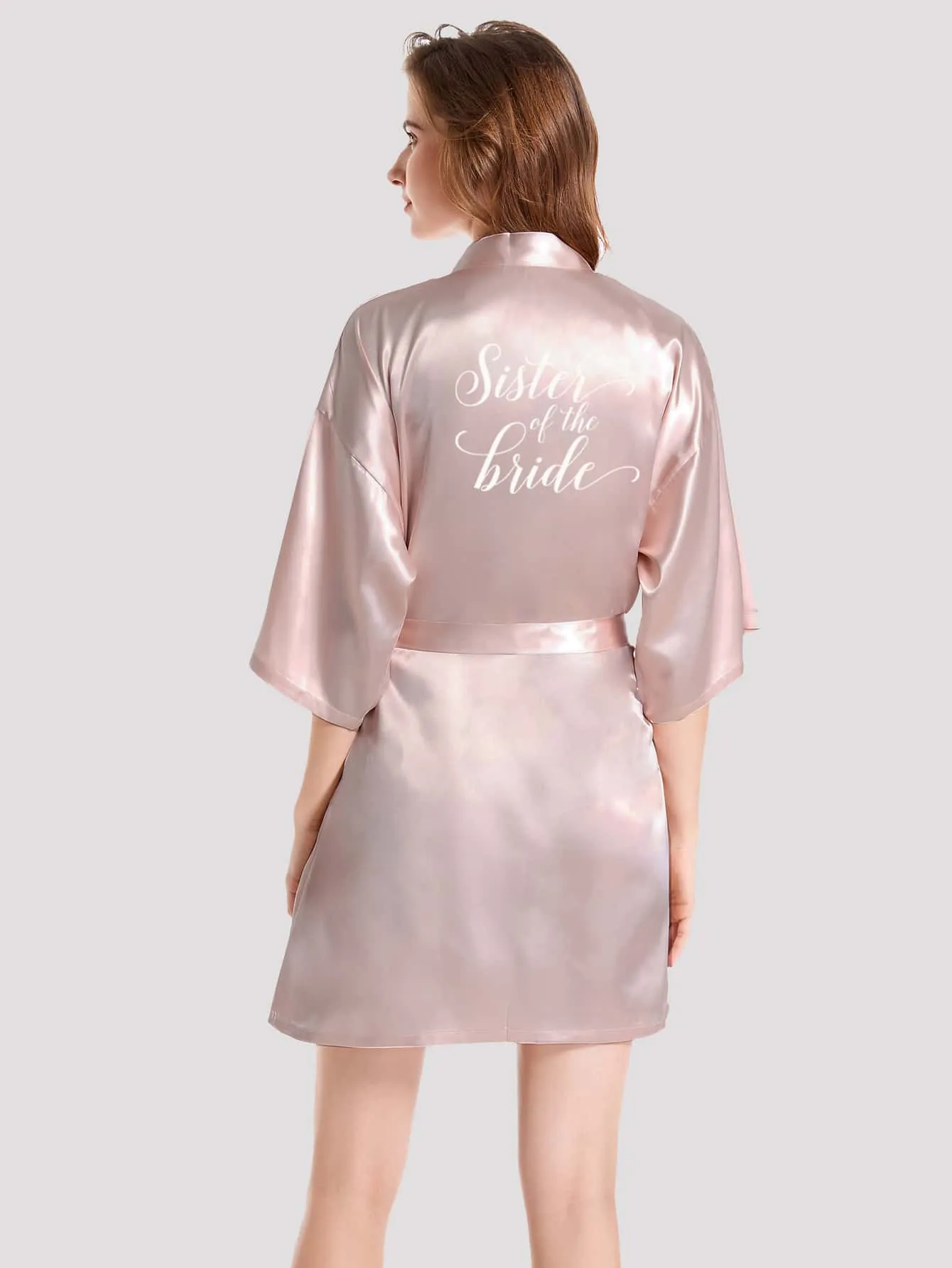 1pc Sister Of The Bride Hot Stamping Imitated Silk Short Robe