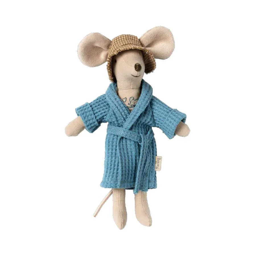 2022 Maileg Mouse Dusty Blue Bathrobe