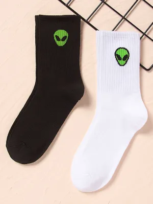 2pairs Alien Crew Socks for Women Fun Socks Funky Socks Novelty Socks