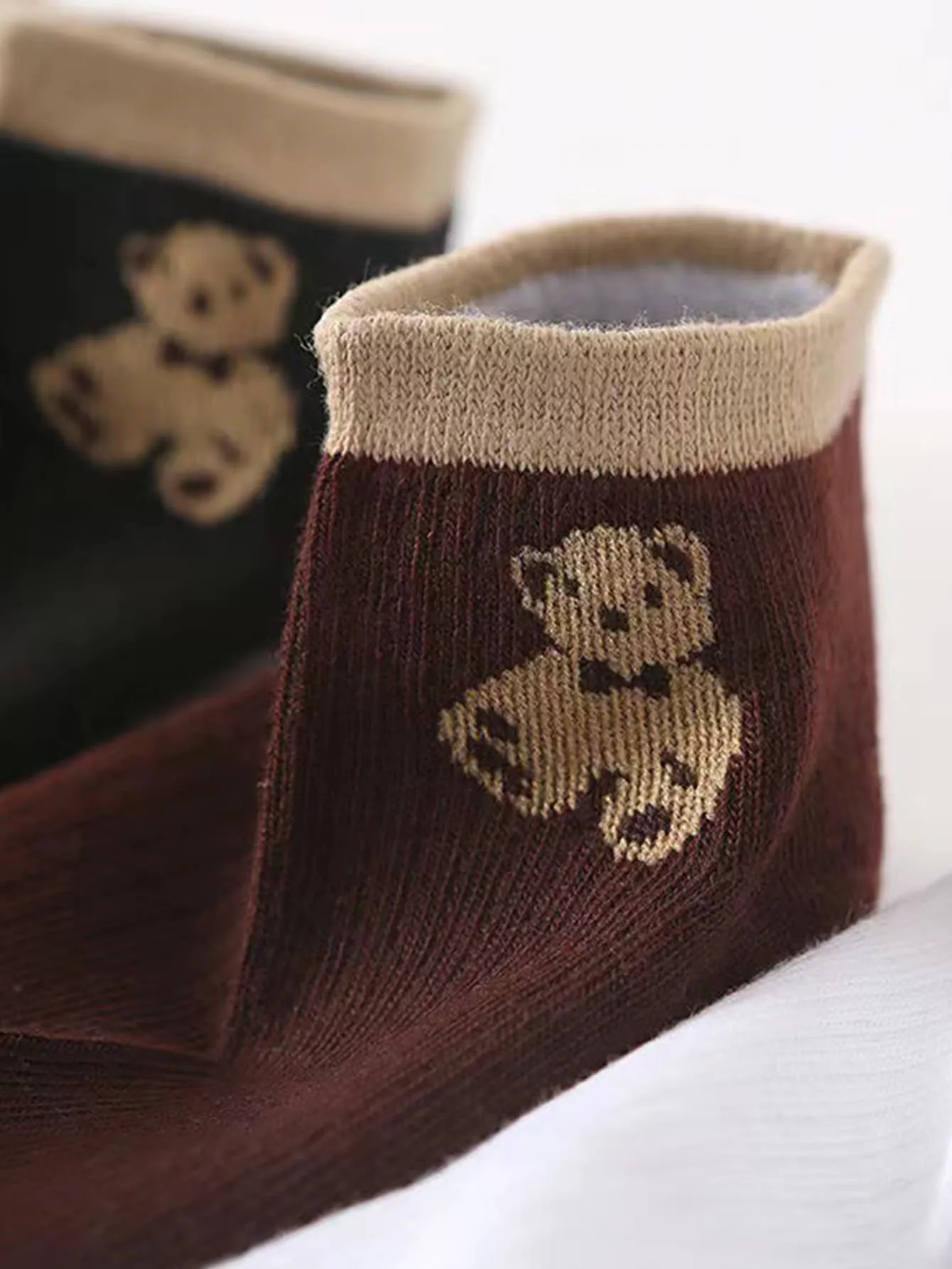 5pairs Cute Bear Ankle Socks for Women Fun Socks Funky Socks Novelty Socks