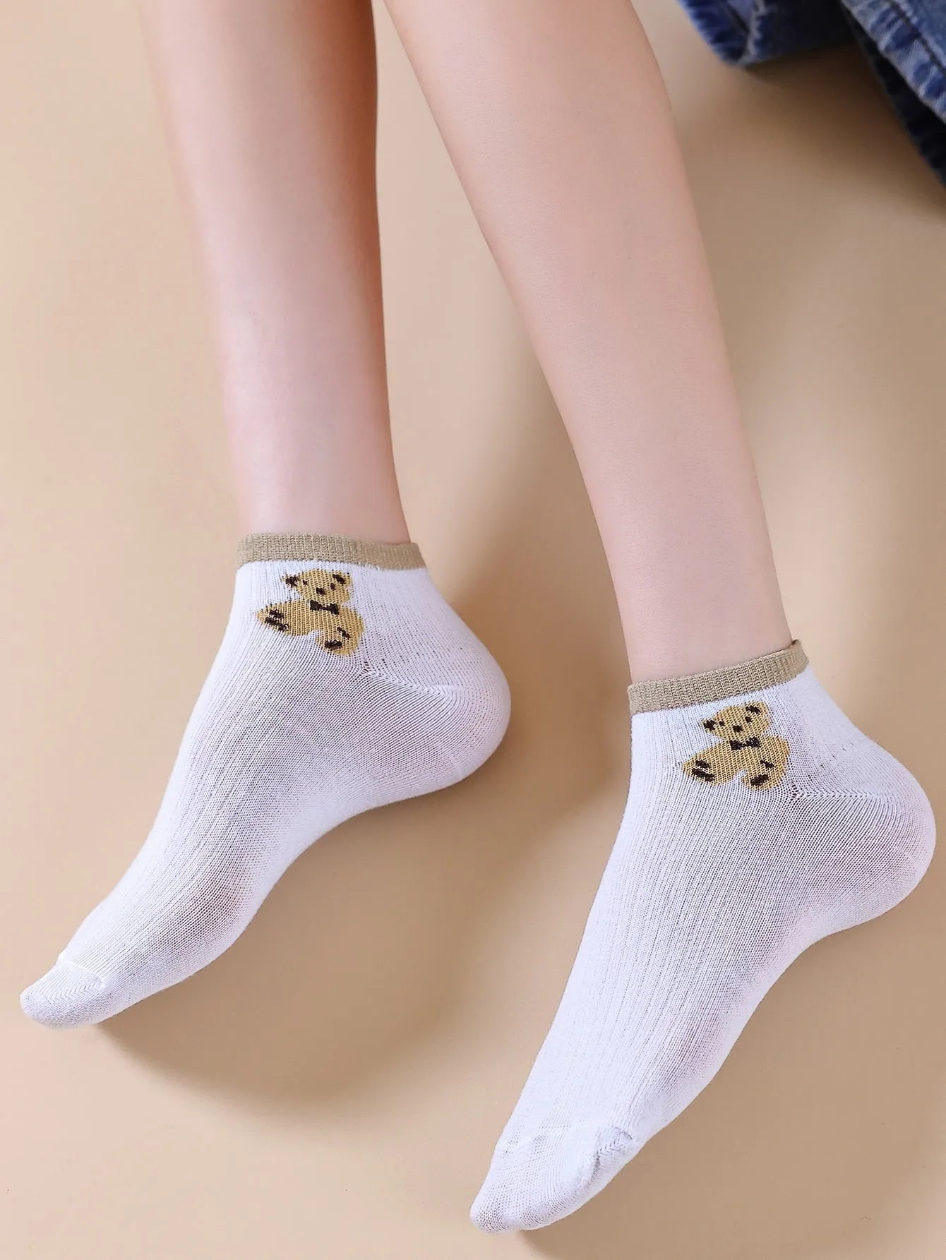 5pairs Cute Bear Ankle Socks for Women Fun Socks Funky Socks Novelty Socks