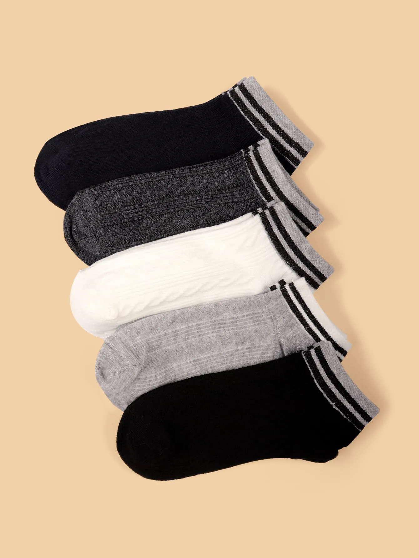 5pairs Striped Pattern Ankle Socks for Women Plain Socks Cozy Socks Fashion