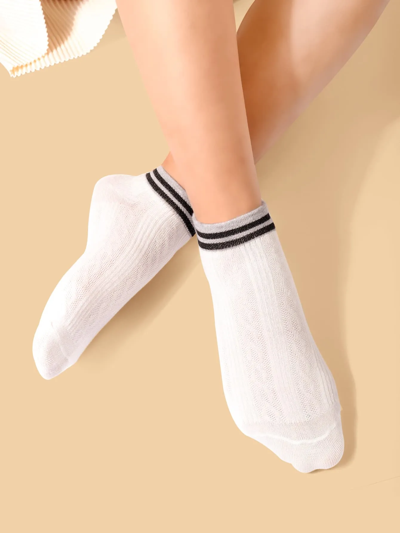 5pairs Striped Pattern Ankle Socks for Women Plain Socks Cozy Socks Fashion