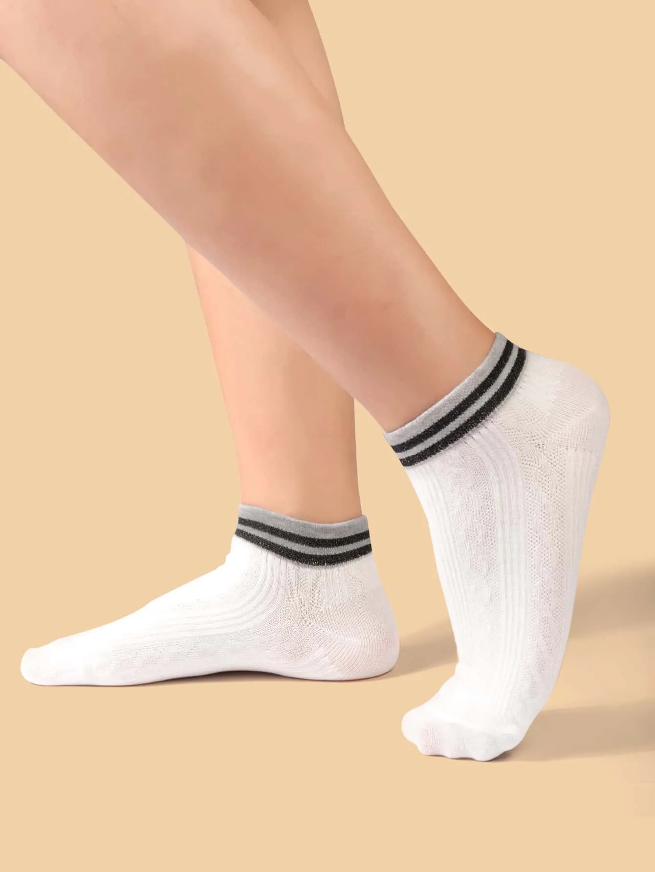 5pairs Striped Pattern Ankle Socks for Women Plain Socks Cozy Socks Fashion