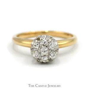 7 Round Diamond Cluster Ring in 14k Yellow Gold