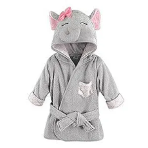 ANIMAL FACE HOODED BATHROBE - GREY ELEPHANT