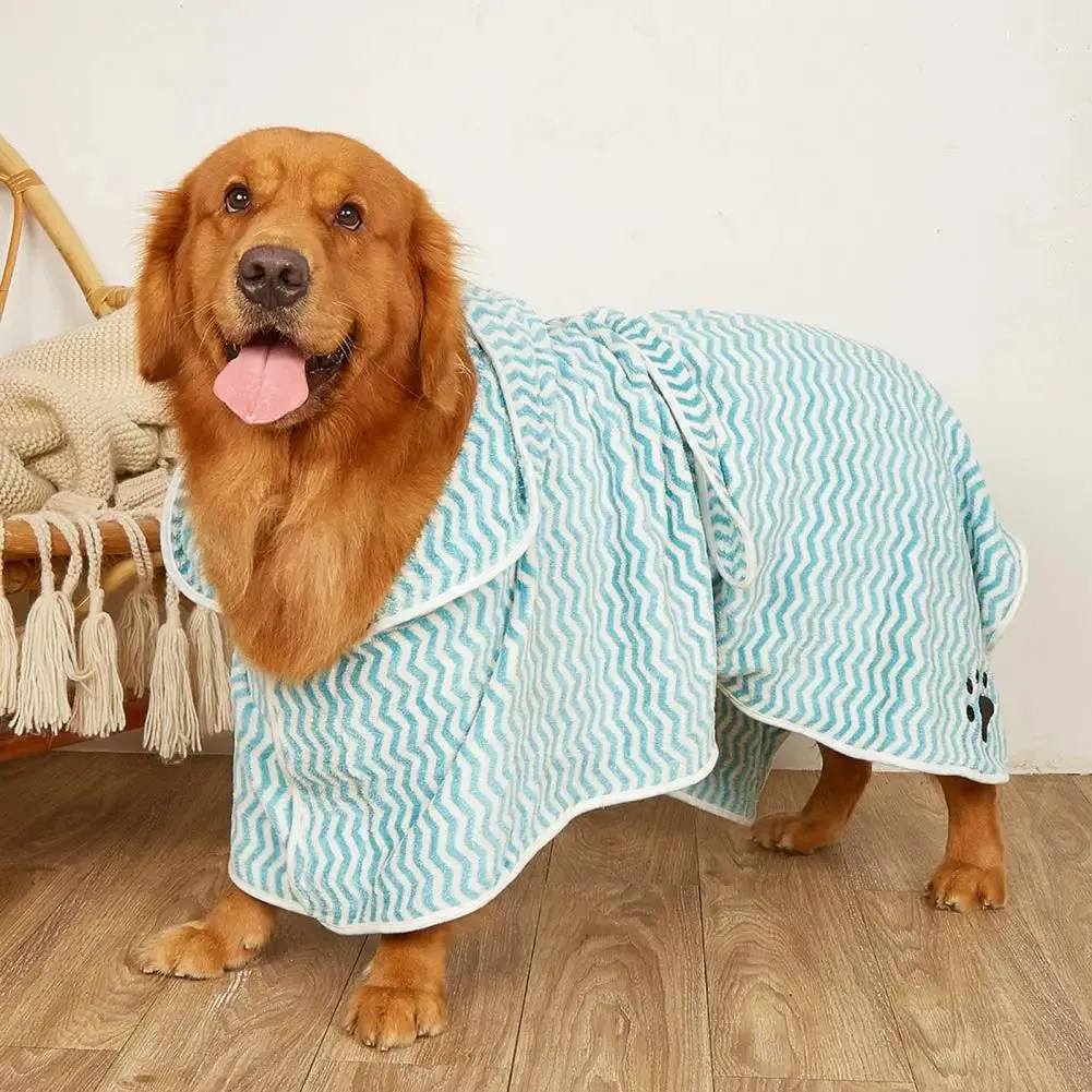 Anniepaw Soft Striped Pet Towel with Embroidery