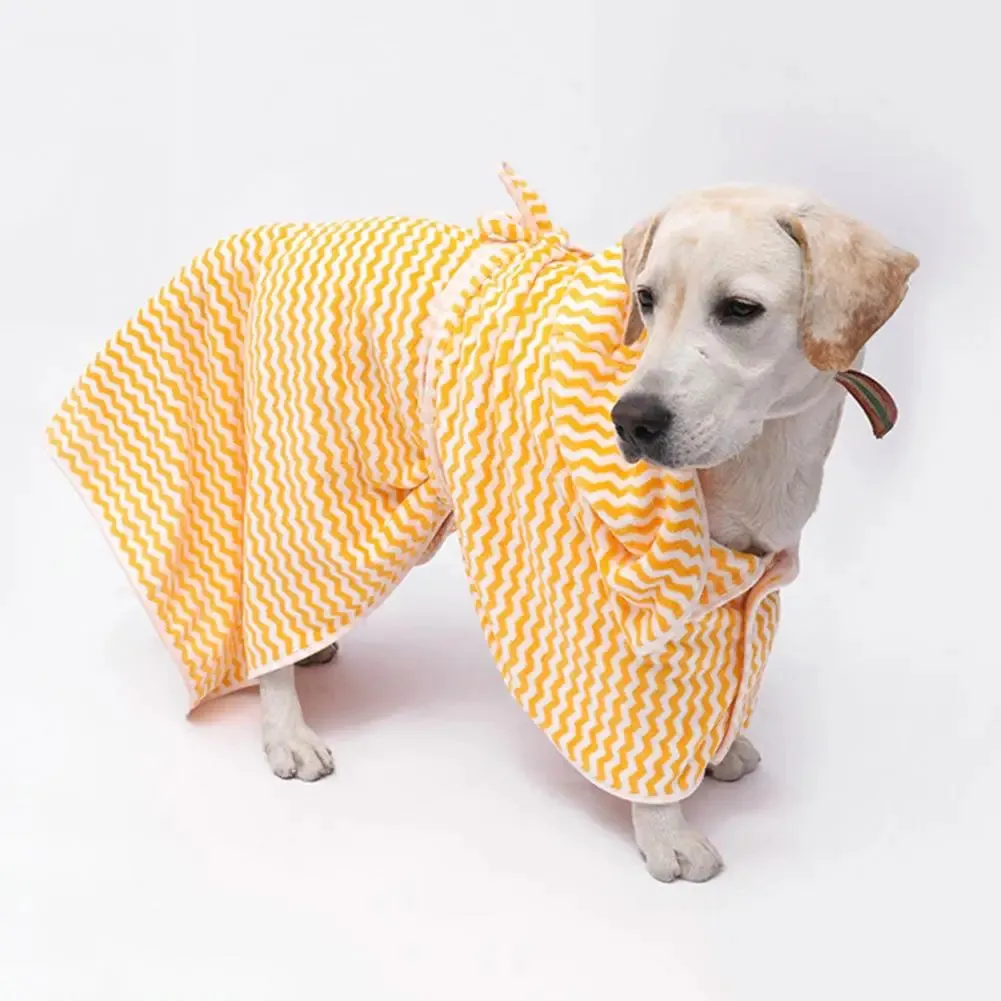 Anniepaw Soft Striped Pet Towel with Embroidery