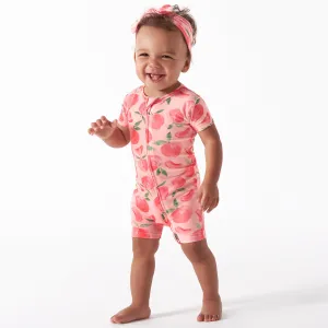 Baby Girls Just Peachy Buttery Soft Viscose Made from Eucalyptus Snug Fit Romper