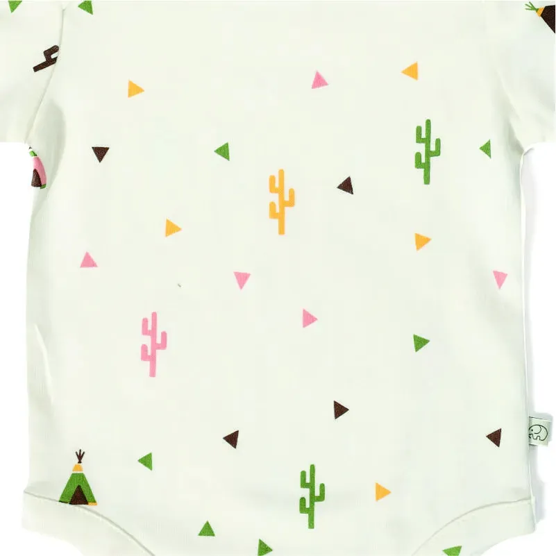 Baby Happy Camper Short Sleeves Bodysuit With An Organic Cotton Cap - White