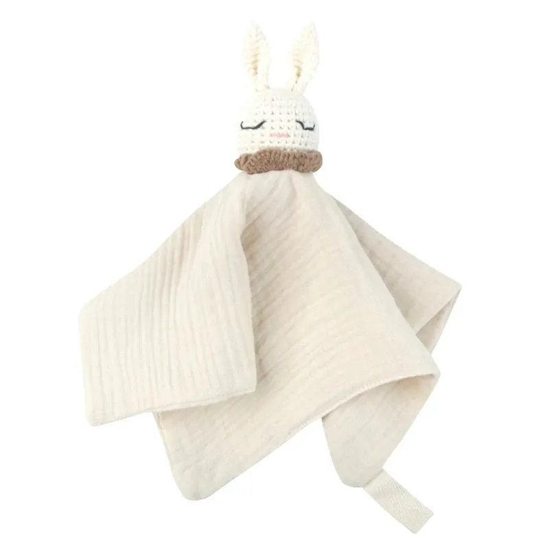 Baby Infant Animal Soothe Appease Towel Lovely Knitted Rabbit Appease for Newbrons Cotton Soft Comforting Towel