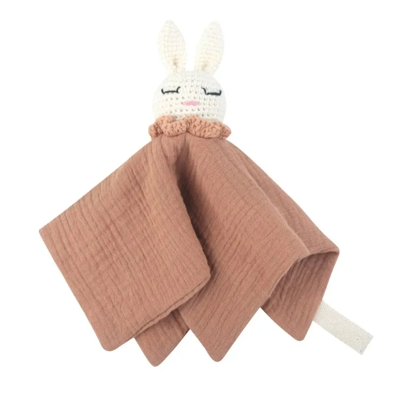 Baby Infant Animal Soothe Appease Towel Lovely Knitted Rabbit Appease for Newbrons Cotton Soft Comforting Towel