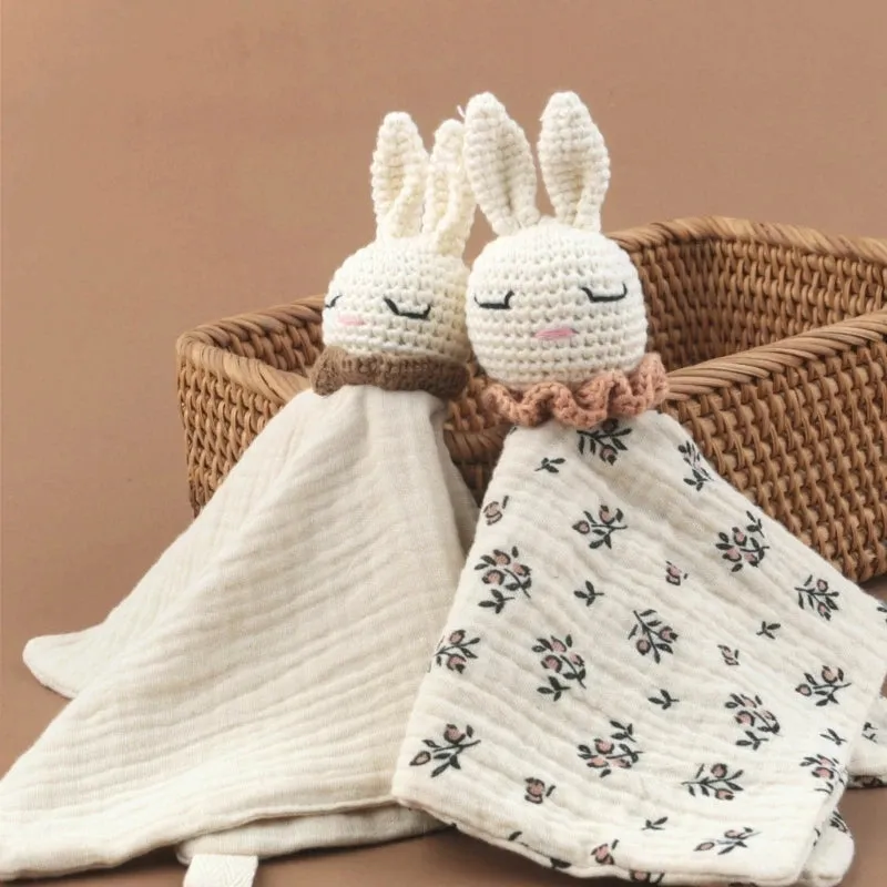 Baby Infant Animal Soothe Appease Towel Lovely Knitted Rabbit Appease for Newbrons Cotton Soft Comforting Towel