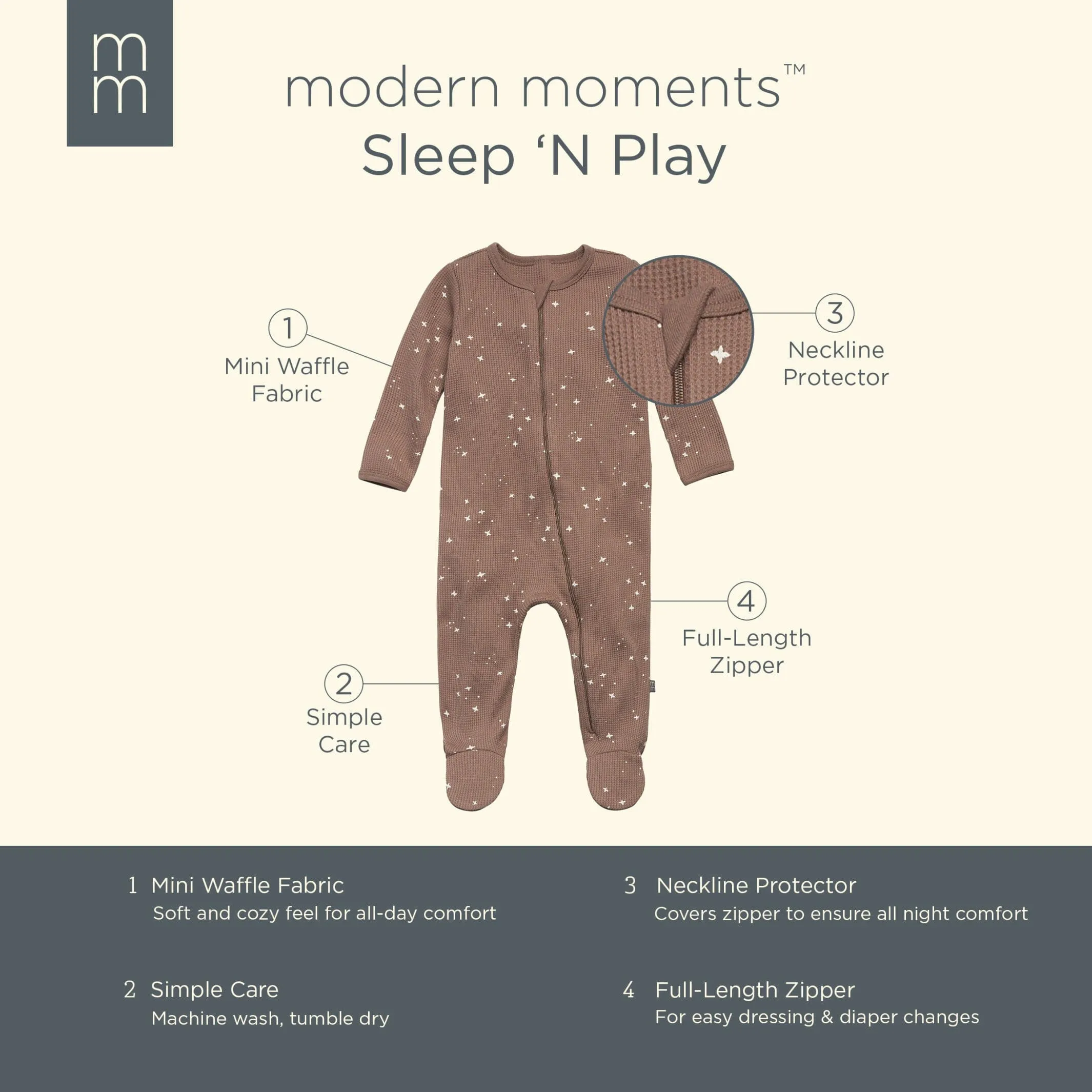 Baby Neutral Brown Stars Waffle Sleep 'N Play