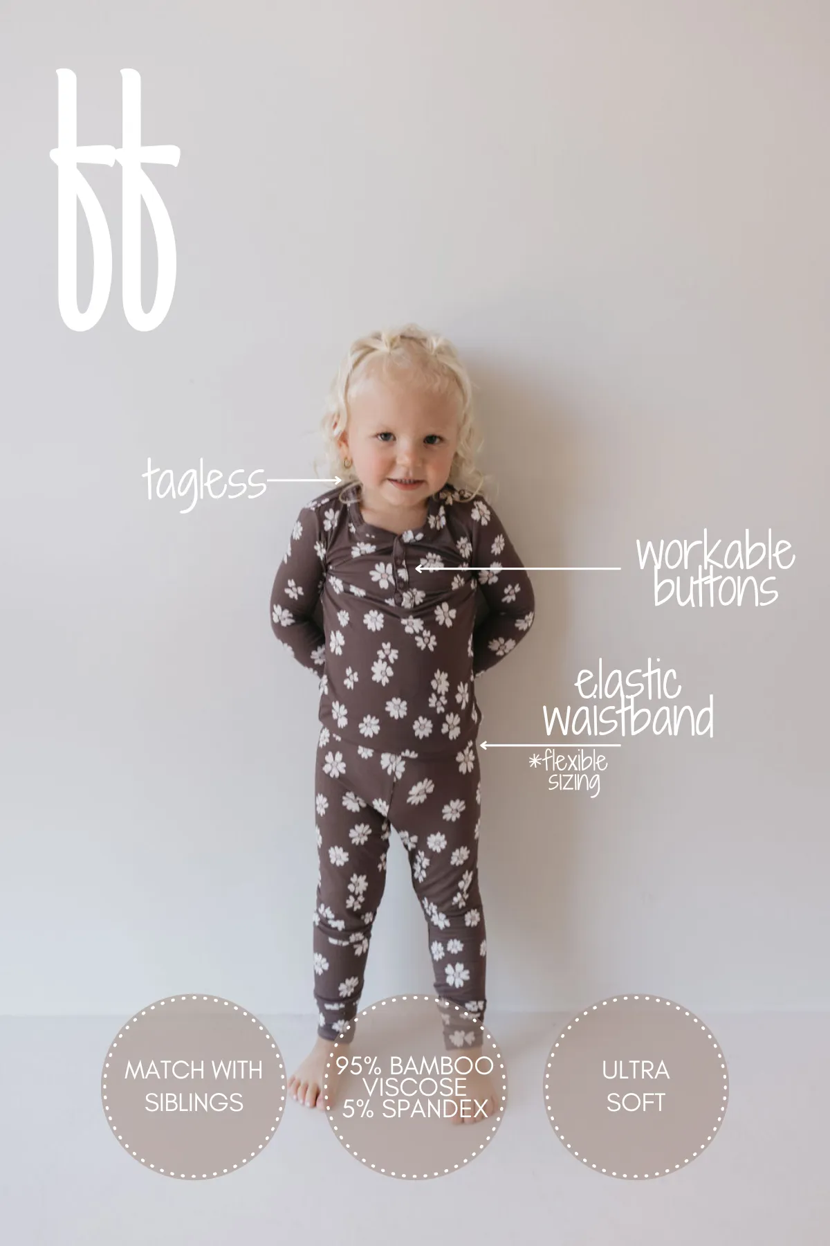 Bamboo Two Piece Pajamas | Midnight Meadow