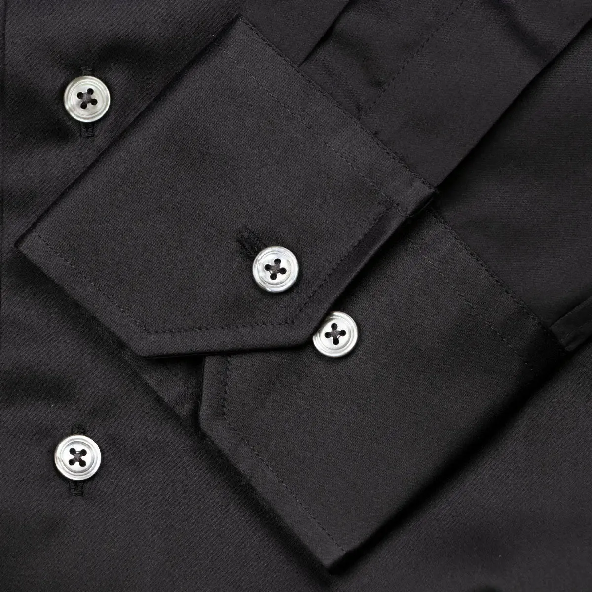 Black Satin Cotton Shirt