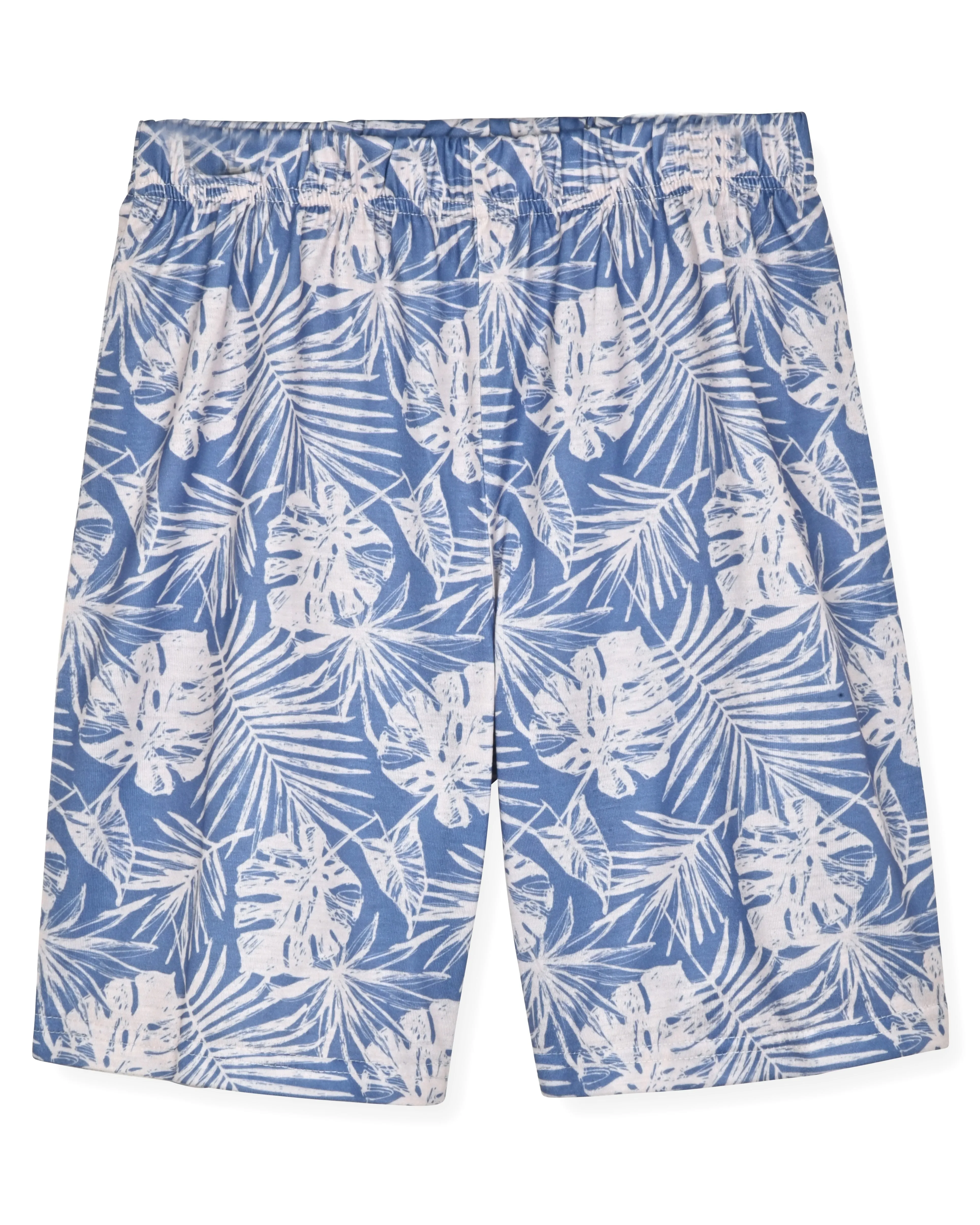 Boys 2-Piece Short-Sleeve Jersey Pajama Printed Shorts Set- Tropical.