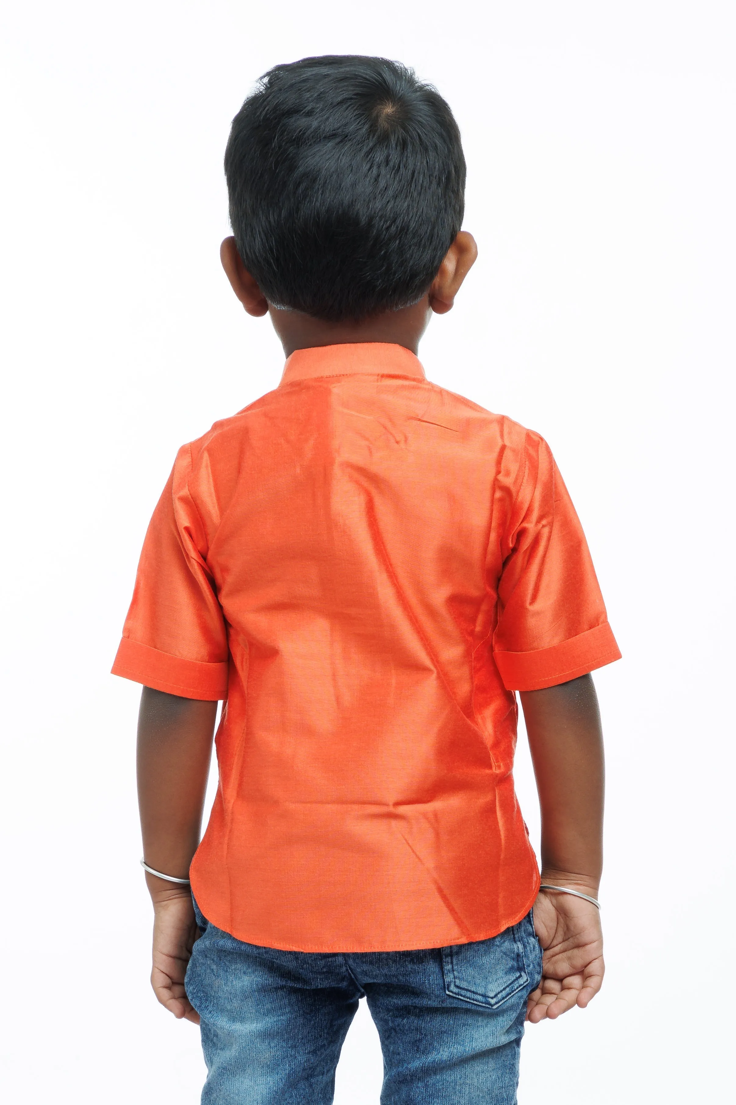 Boys Traditional Kurta Shirt in Rustic Orange - Elegance Meets Comfort