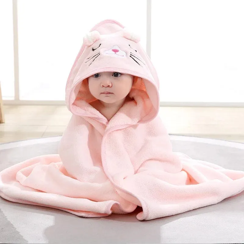 Cartoon Animal Baby Bathrobe Hoodie Towel