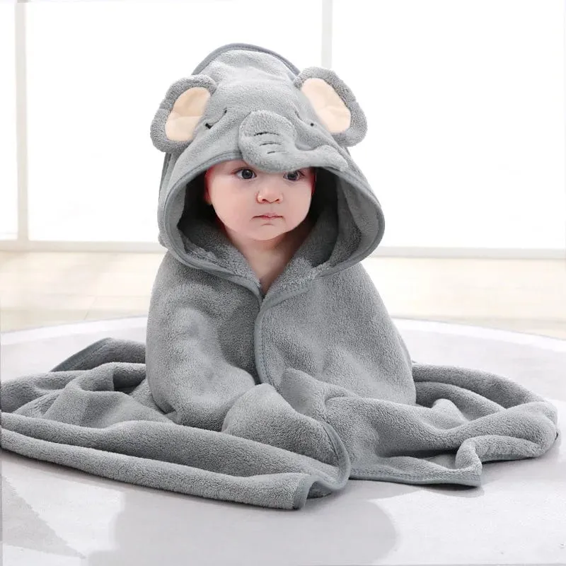 Cartoon Animal Baby Bathrobe Hoodie Towel