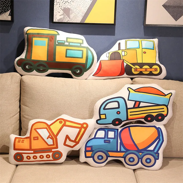 Cartoon Stuffed Vehicle Pillow | Bulldozer