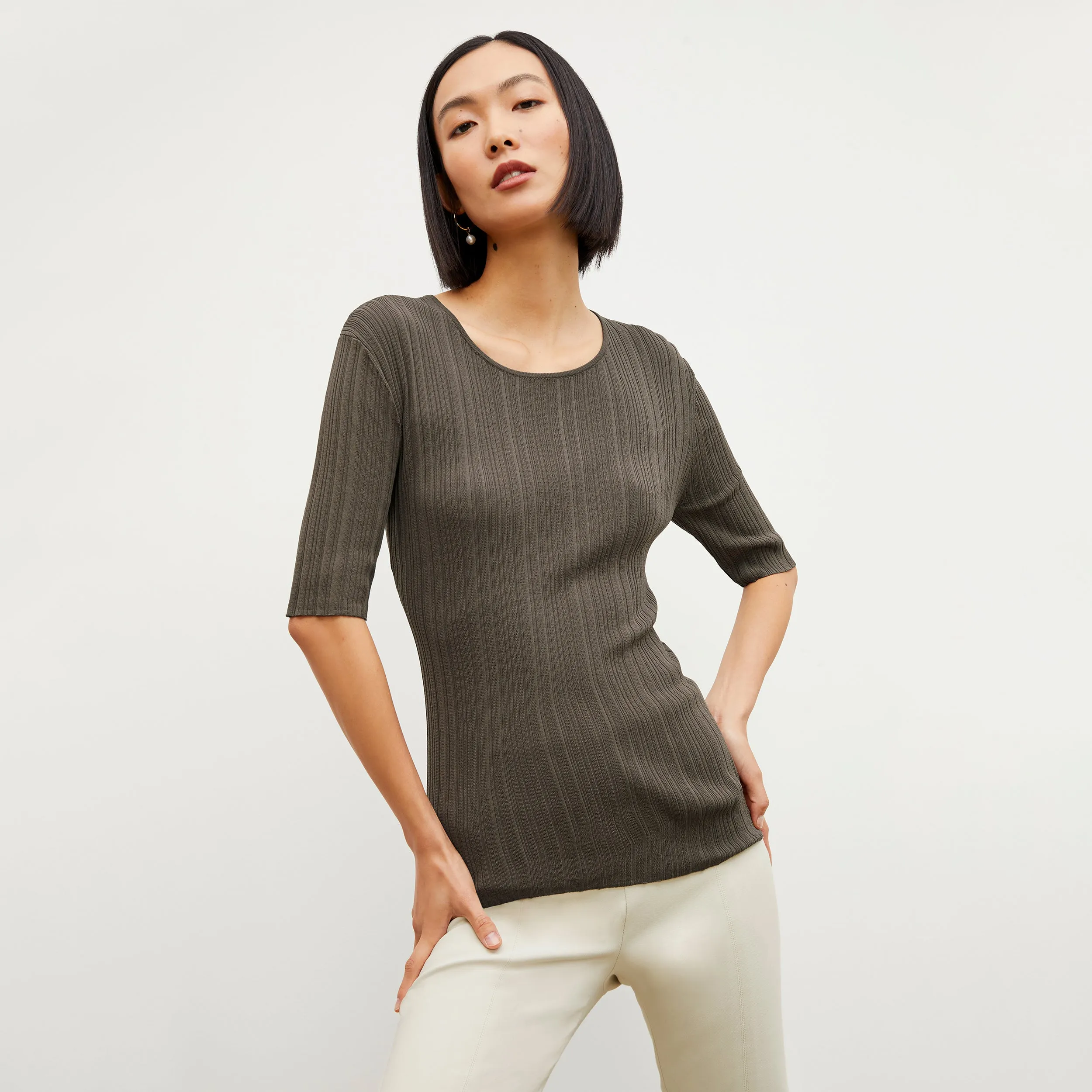 Charli Top - Textured Knit :: Light Ash