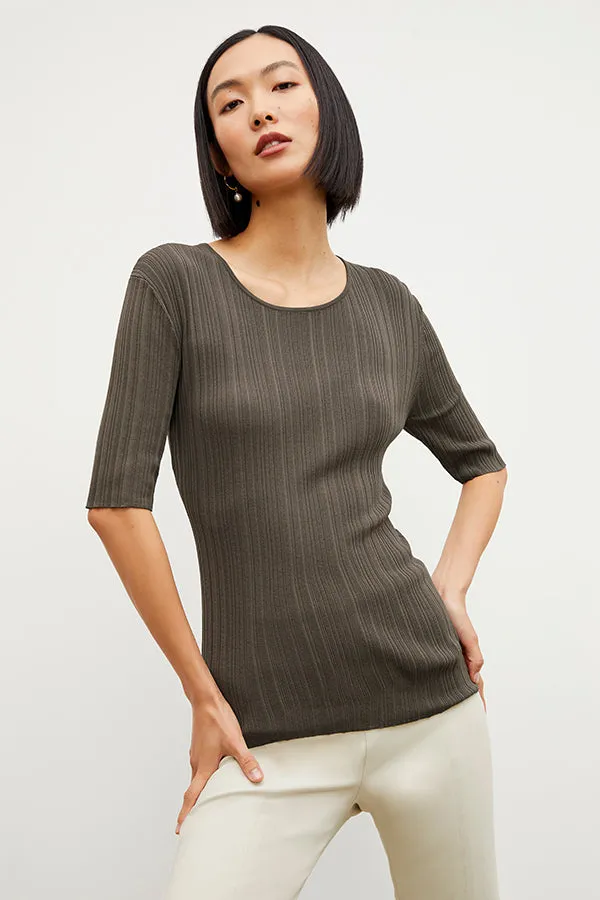 Charli Top - Textured Knit :: Light Ash