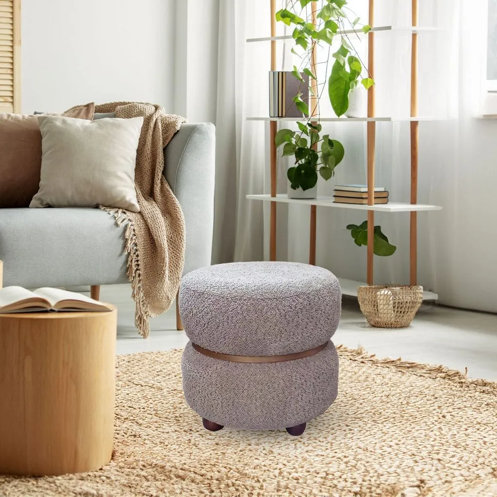 Double Pouf Stool in Beige