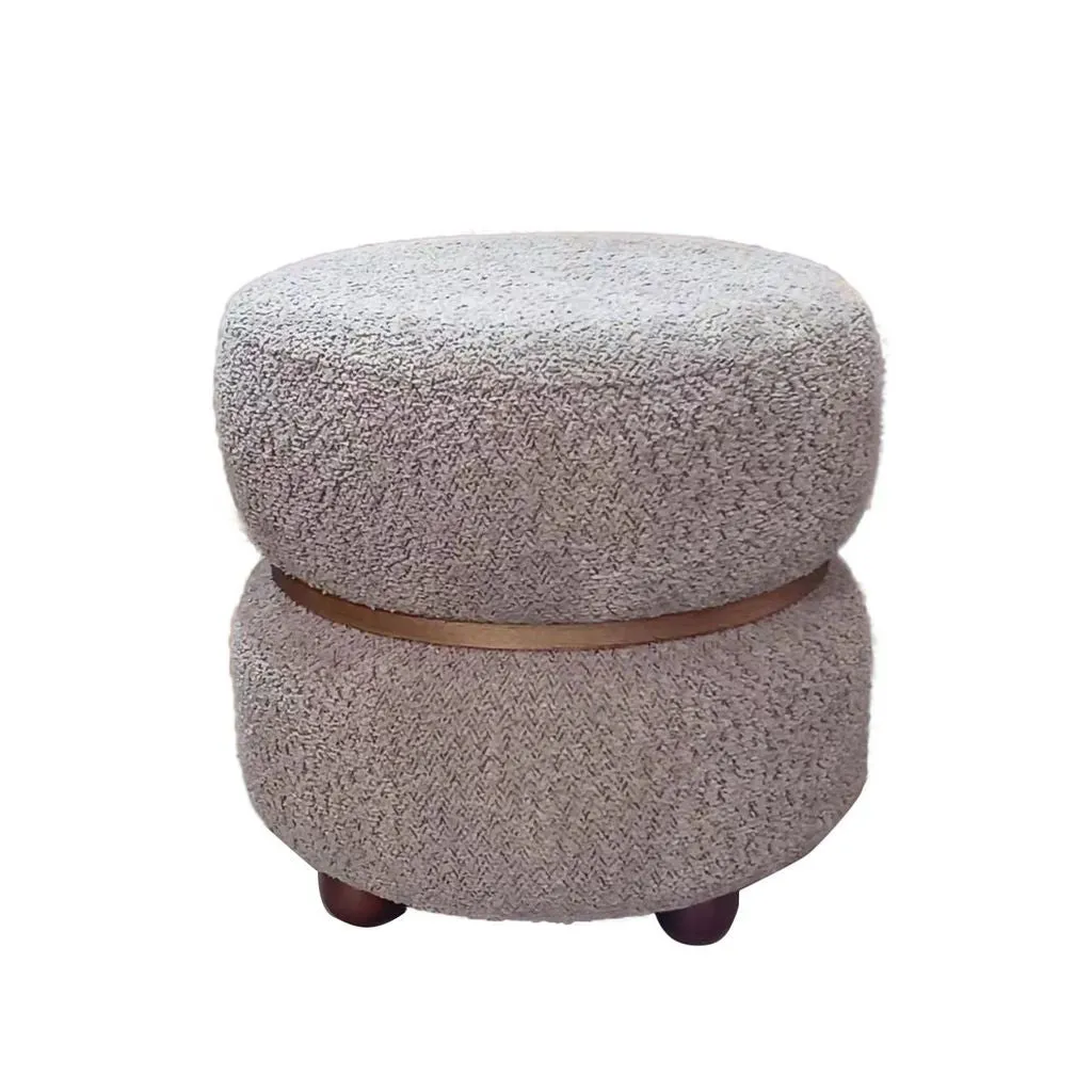 Double Pouf Stool in Beige