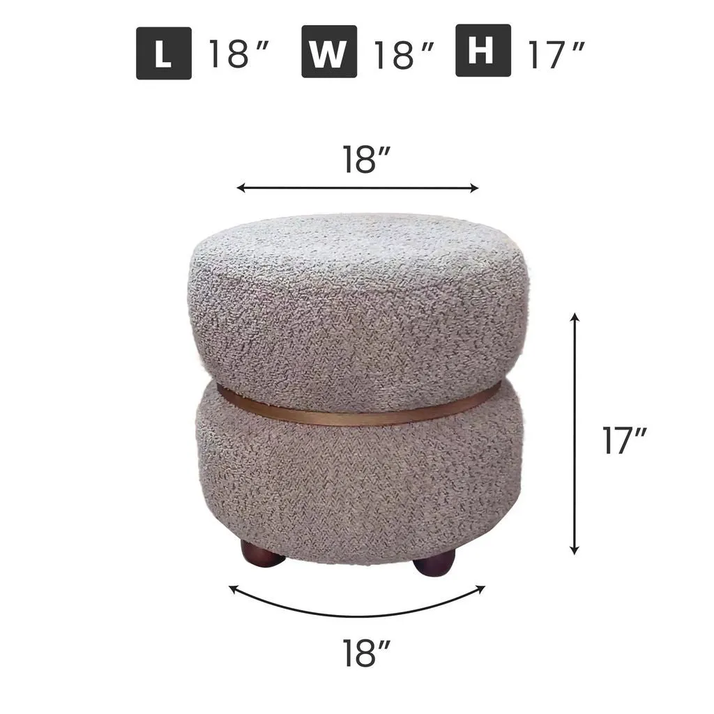 Double Pouf Stool in Beige