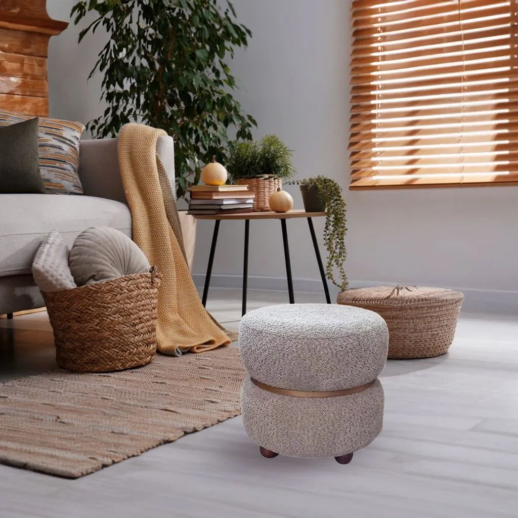 Double Pouf Stool in Beige