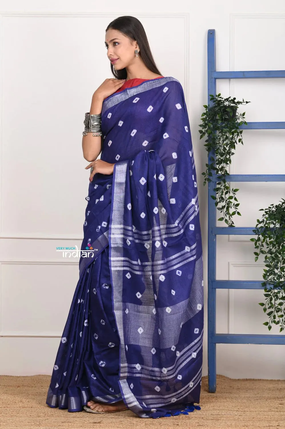 EXCLUSIVE!  Handmade Tie and Dye Cotton Purple Saree By Women Weavers