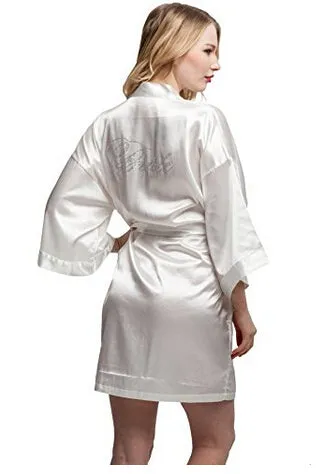 Fashion Silk Bridesmaid Bride Robe Sexy Women Short Satin Wedding Kimono Robes Sleepwear Nightgown Dress Woman Bathrobe Pajamas