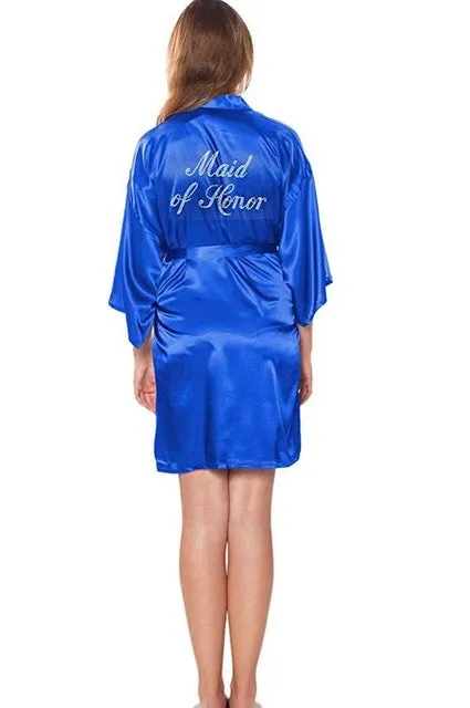 Fashion Silk Bridesmaid Bride Robe Sexy Women Short Satin Wedding Kimono Robes Sleepwear Nightgown Dress Woman Bathrobe Pajamas