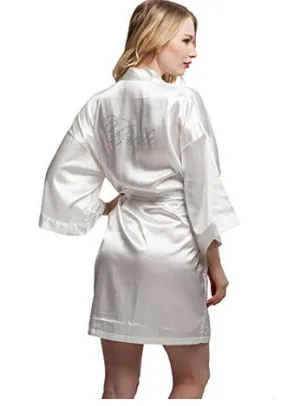 Fashion Silk Bridesmaid Bride Robe Sexy Women Short Satin Wedding Kimono Robes Sleepwear Nightgown Dress Woman Bathrobe Pajamas