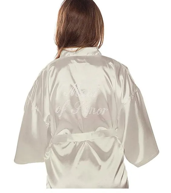 Fashion Silk Bridesmaid Bride Robe Sexy Women Short Satin Wedding Kimono Robes Sleepwear Nightgown Dress Woman Bathrobe Pajamas