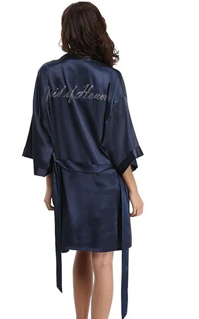 Fashion Silk Bridesmaid Bride Robe Sexy Women Short Satin Wedding Kimono Robes Sleepwear Nightgown Dress Woman Bathrobe Pajamas