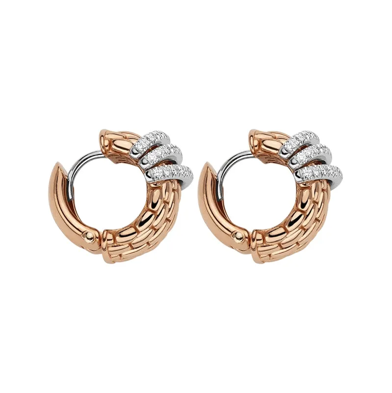 FP Panorama 18ct Rose Gold .46ct Diamond Rondelle Small Hoop Earrings