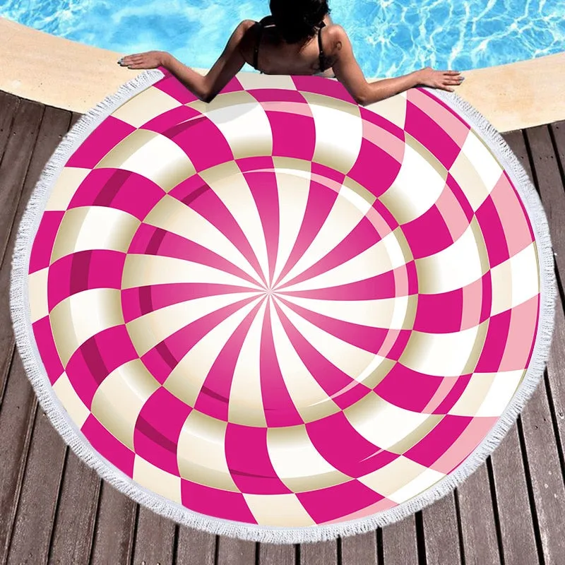 Fruit Summer Watermelon Orange Kiwi Beach Bath Towel Round Sea Blanket Kawaii Yoga Carpet Picnic Mat Absorbent Manteau Cloak