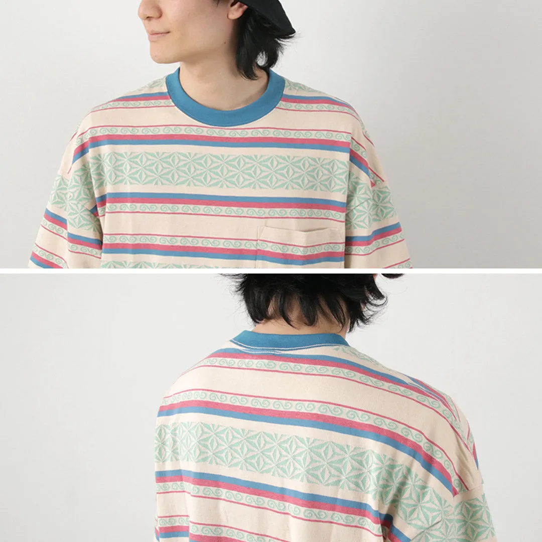 GOHEMP / Wide Slit T-Shirt Hemp Leaf Jacquard