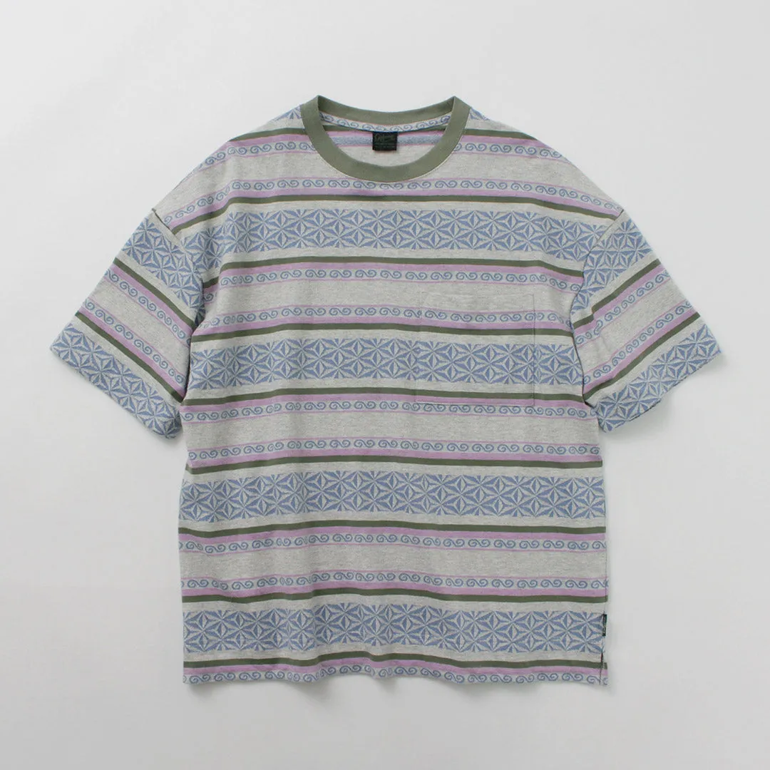 GOHEMP / Wide Slit T-Shirt Hemp Leaf Jacquard