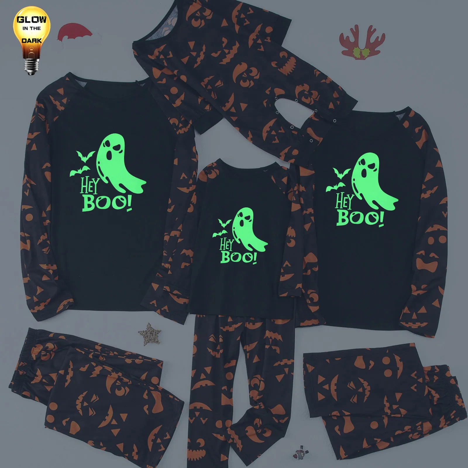 Halloween Family Pajama Glow-in-the-Dark Print Set