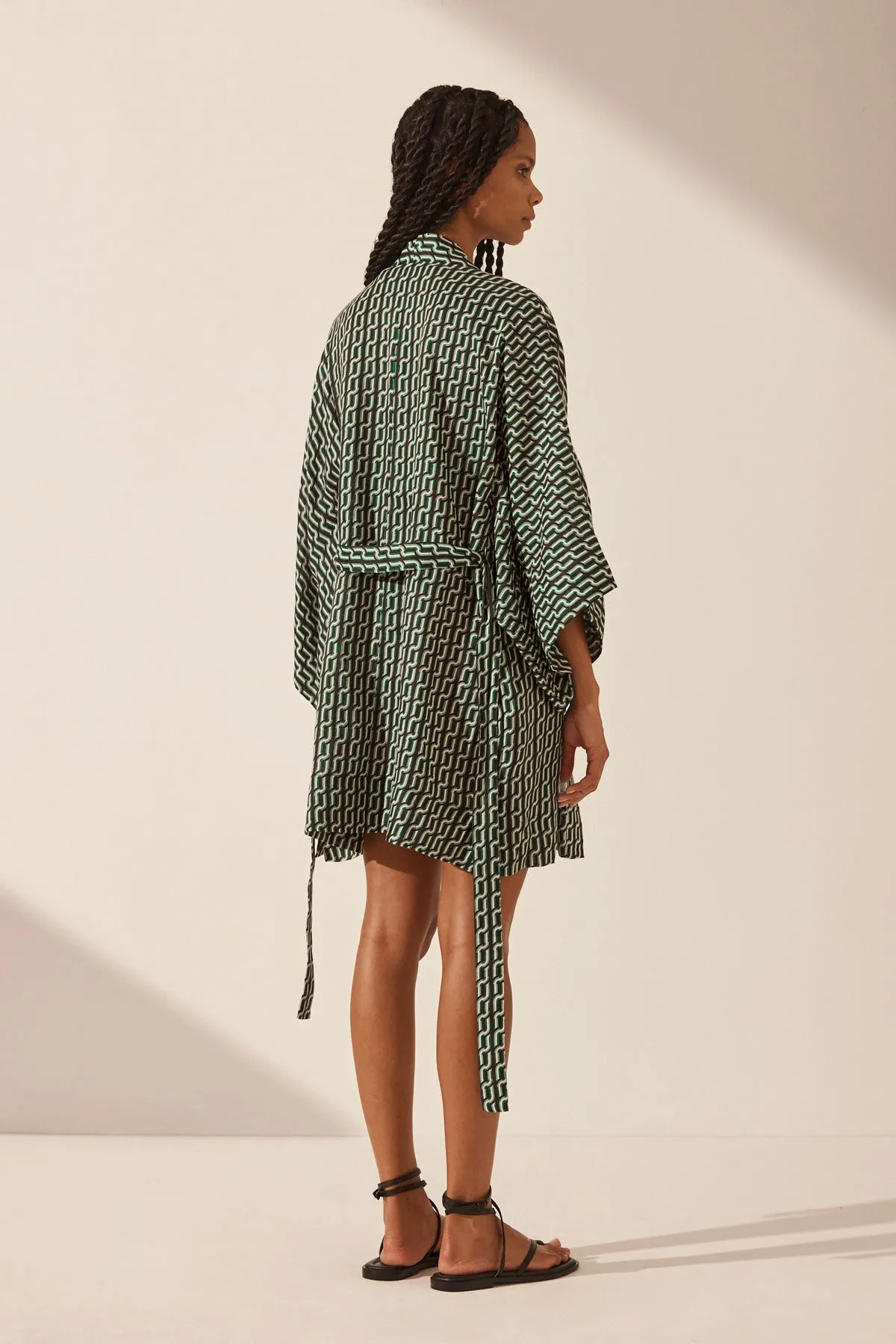 IDA LINEN ROBE MINI DRESS