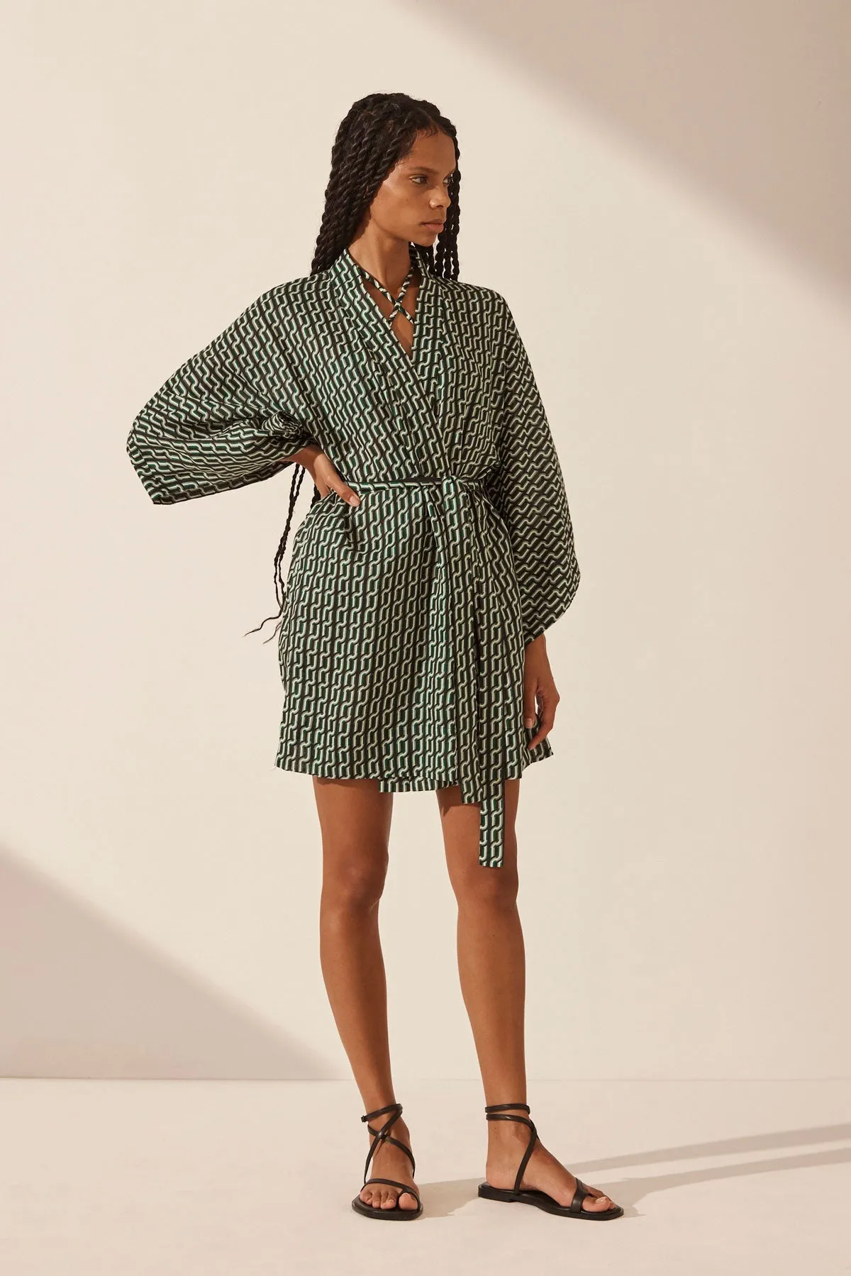 IDA LINEN ROBE MINI DRESS